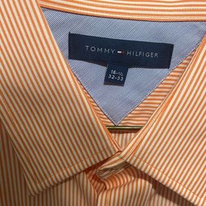 Tommy Hilfiger orange striped dress shirt 16 1/2 32/33. Like brand new